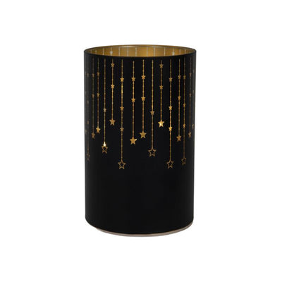Svenska living cilindro in vetro 14cm led nero 3xaa timer