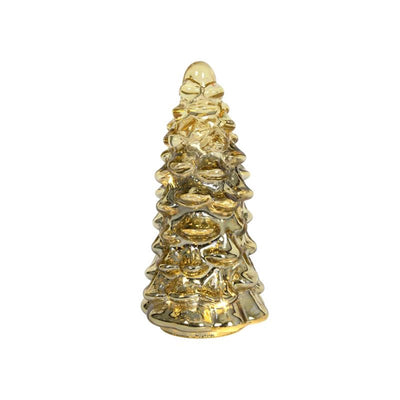 Statua vivente Svenska albero di Natale in vetro LED oro 20 cm