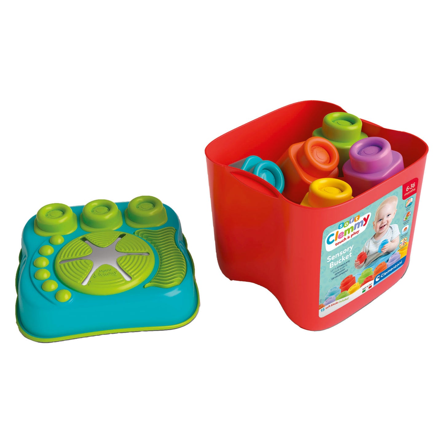 Clementoni Baby Clemmy Sensory Bucket con bloques