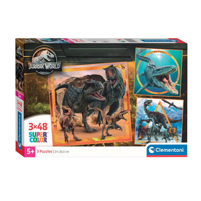 Rompecabezas de pierna Super Color Square Jurassic World, 3x48st.