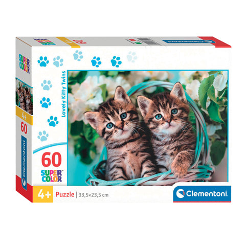 Clementoni puzzle puzzle super color adorabili gemelli gattino, 60st.