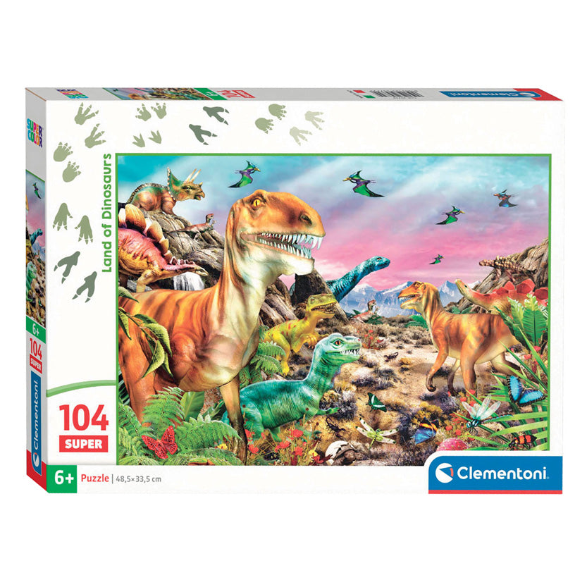 Clementoni Jigsaw Puzzle Super Color Land of Dinosaurs, 104.