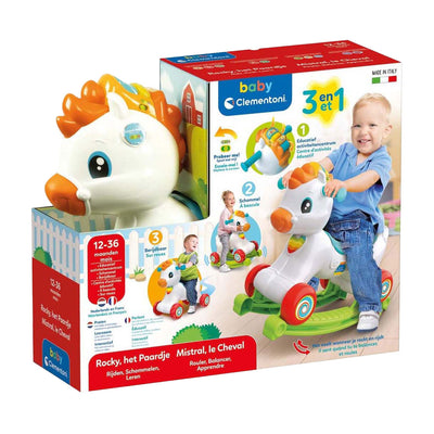 Clementoni - 3-in-1 hobbelpaard - speelgoed paard - educatief speelgoed - interactief babyspeelgoed - bereidbaar - 12 - 36 maanden