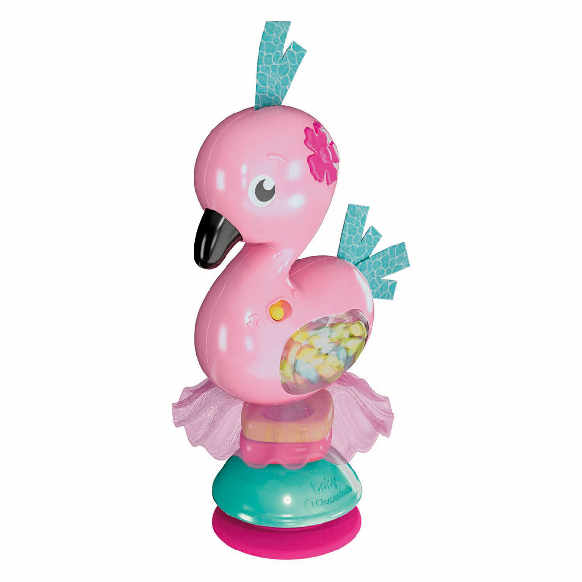 Clementoni Baby Shake and Play Flamingo con sonido y taza de succión