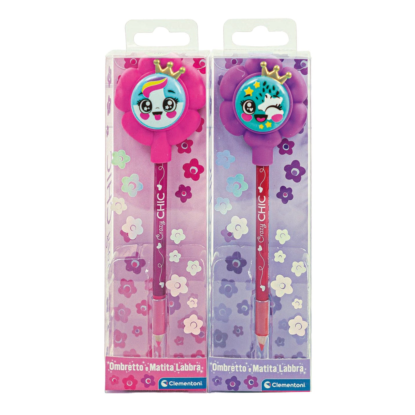 Clementoni ombretto e matita per labbra Crazy Chic Flower - rosa viola