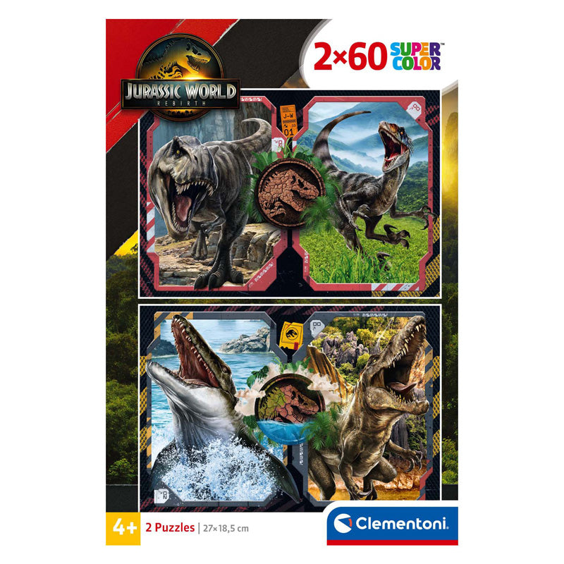 Clementoni puzzle mundo jurasico, 2x60uds.