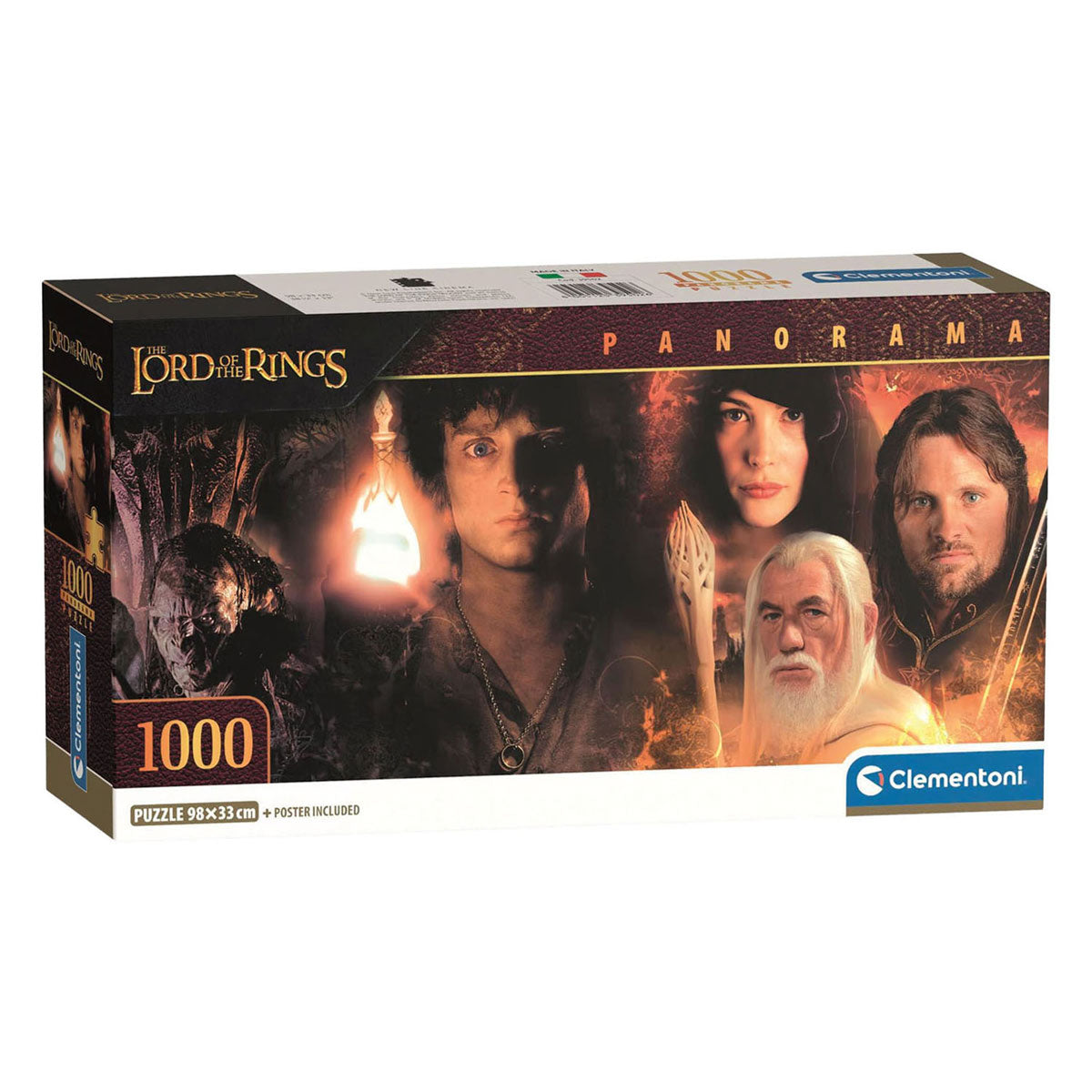 Clementoni - puzzle - 1000 pezzi - panorama del signore degli anelli - puzzle per adulti