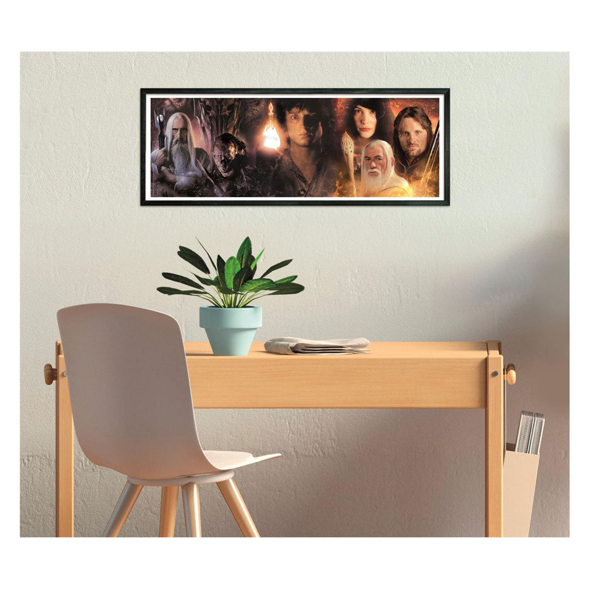 Clementoni - puzzle - 1000 pezzi - panorama del signore degli anelli - puzzle per adulti