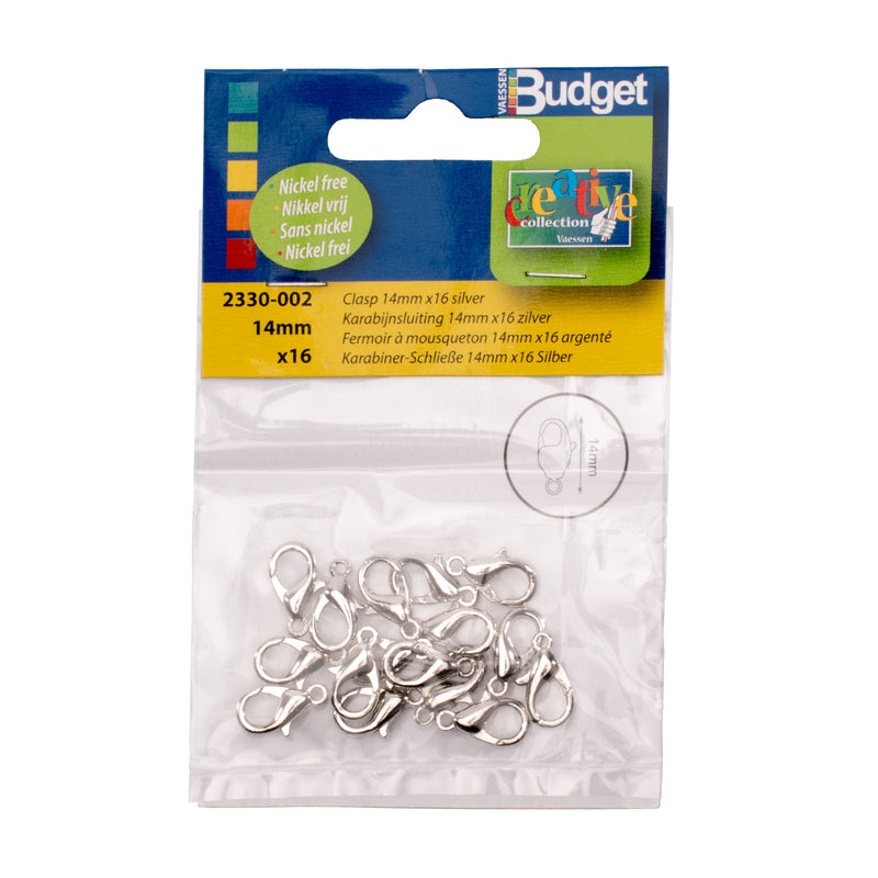 Vaessen creative • chiusura a pesce 14 mm 16 pezzi argento