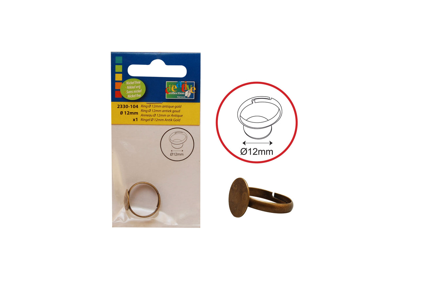Vaessen creative • anello in oro antico da 12 mm