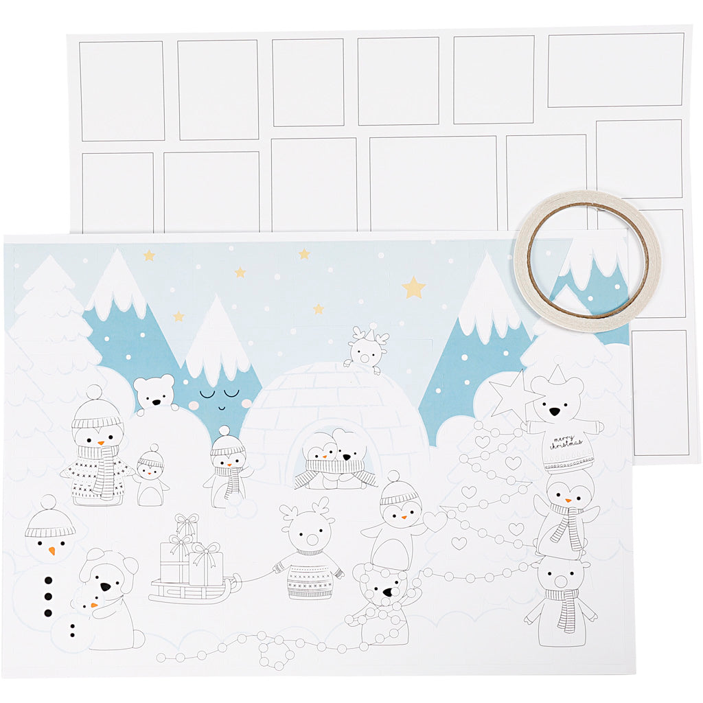 Creativ company Christmas calendar, size 30x42 cm, white, 3 pieces 1 box