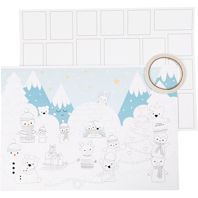 Calendario natalizio Creative Company, misura 30x42 cm, bianco, 3 pezzi 1 scatola