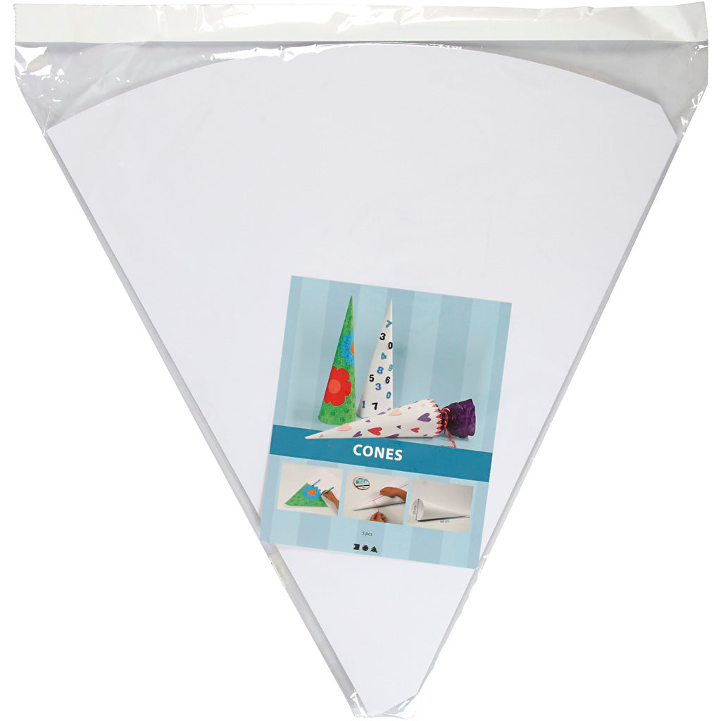 Creativ Company cones, H: 68 cm, D 20 cm, white, 5 piece 1 box