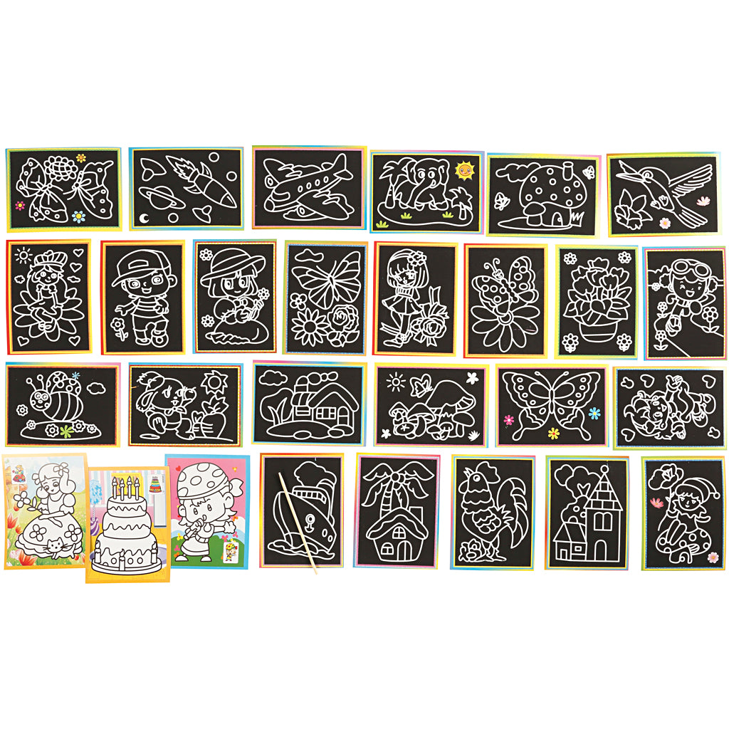 Creativ company scratch plates, size 9x12 cm, 96 div 1 box
