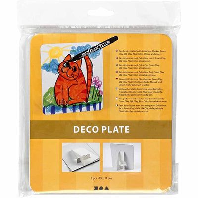 Piatto decorativo Creativ company, misura 17x19 cm, spessore 2 mm, bianco, 5 pezzi 1 scatola