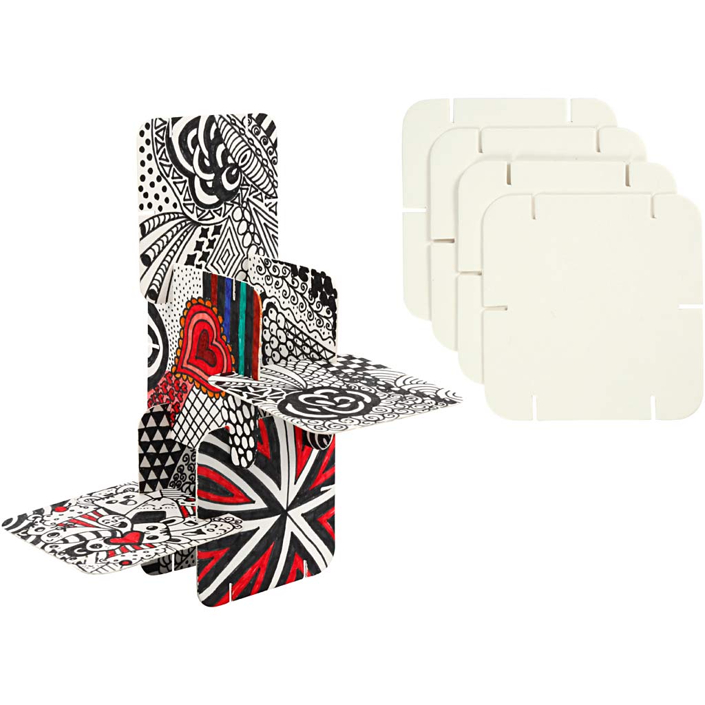 Creative Company Puzzle Construction Cardboard, Dim 9.3x9.3 cm, spessore 1,2 mm, bianco, 200 pezzi 1 scatola