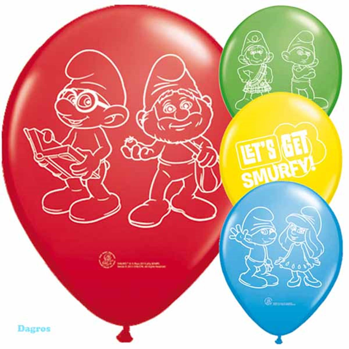 Smurf balloons bag of 8 pcs