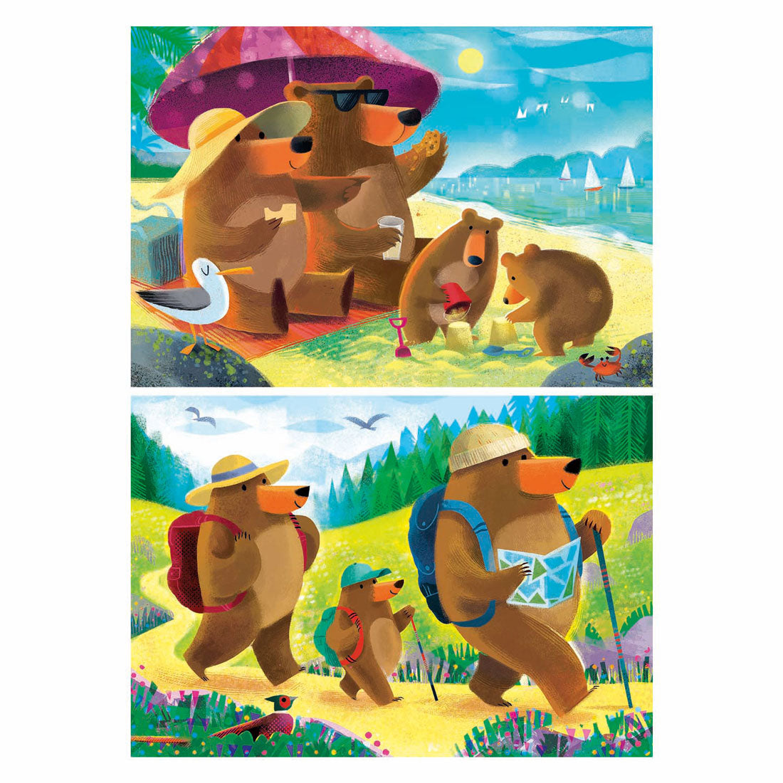 Puzzle Ravensburger orso vacanza in famiglia - 2x24 pz.