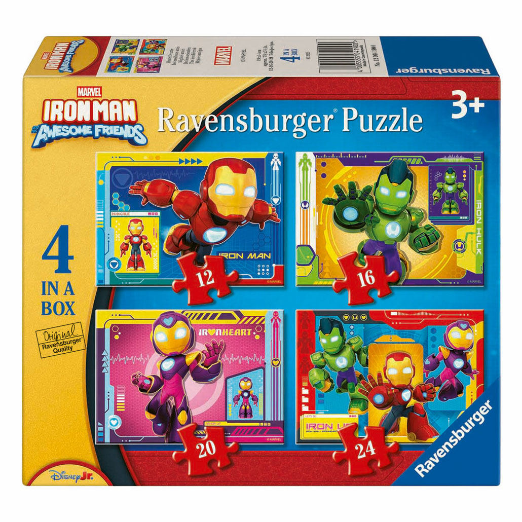Ravensburger rompecabezas iron man y sus fantásticos amigos - 4 rompecabezas