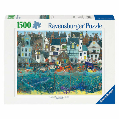 Ravensburger rompecabezas puerto de maravillas - un bullicioso puerto de fantasía - 1500 piezas.