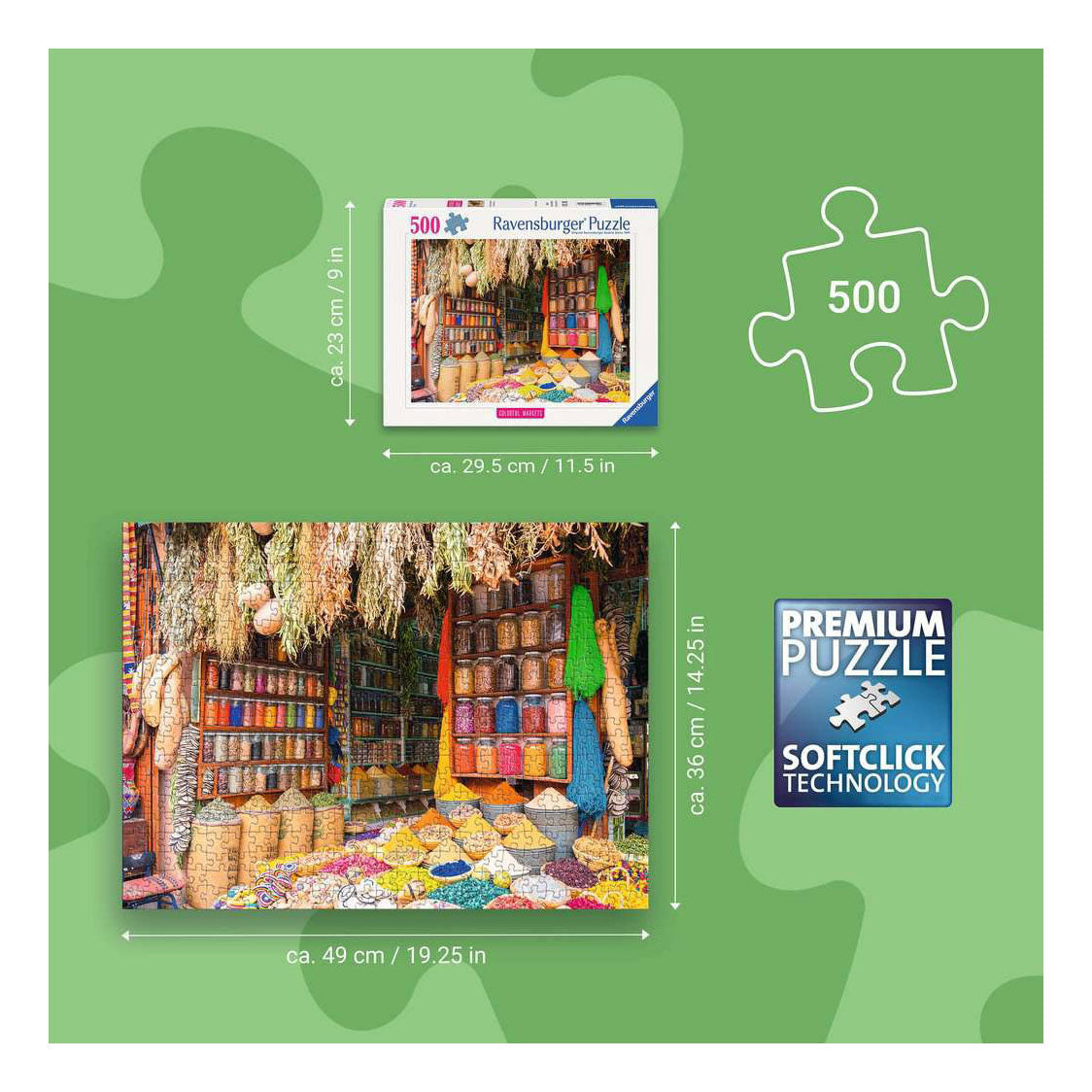 Puzzle Ravensburger mercati colorati n. 4 - 500 pezzi.