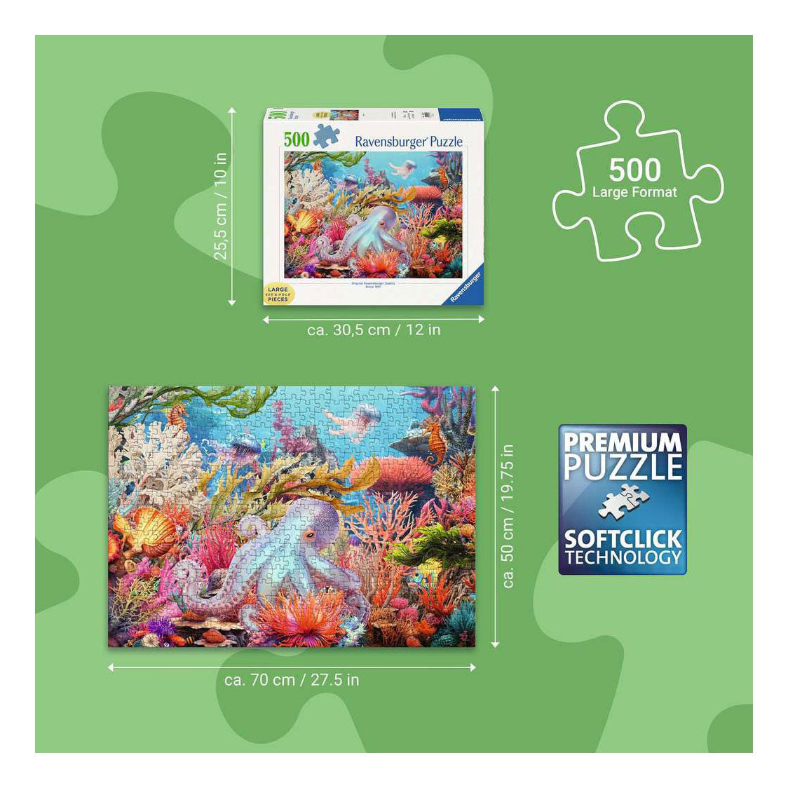 Puzzle Ravensburger Vita sulla barriera corallina - 500 xl pz.