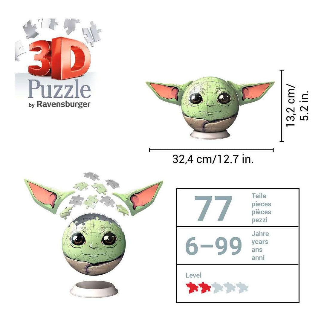 Ravensburger mandalorian grogu con orejas - rompecabezas 3d