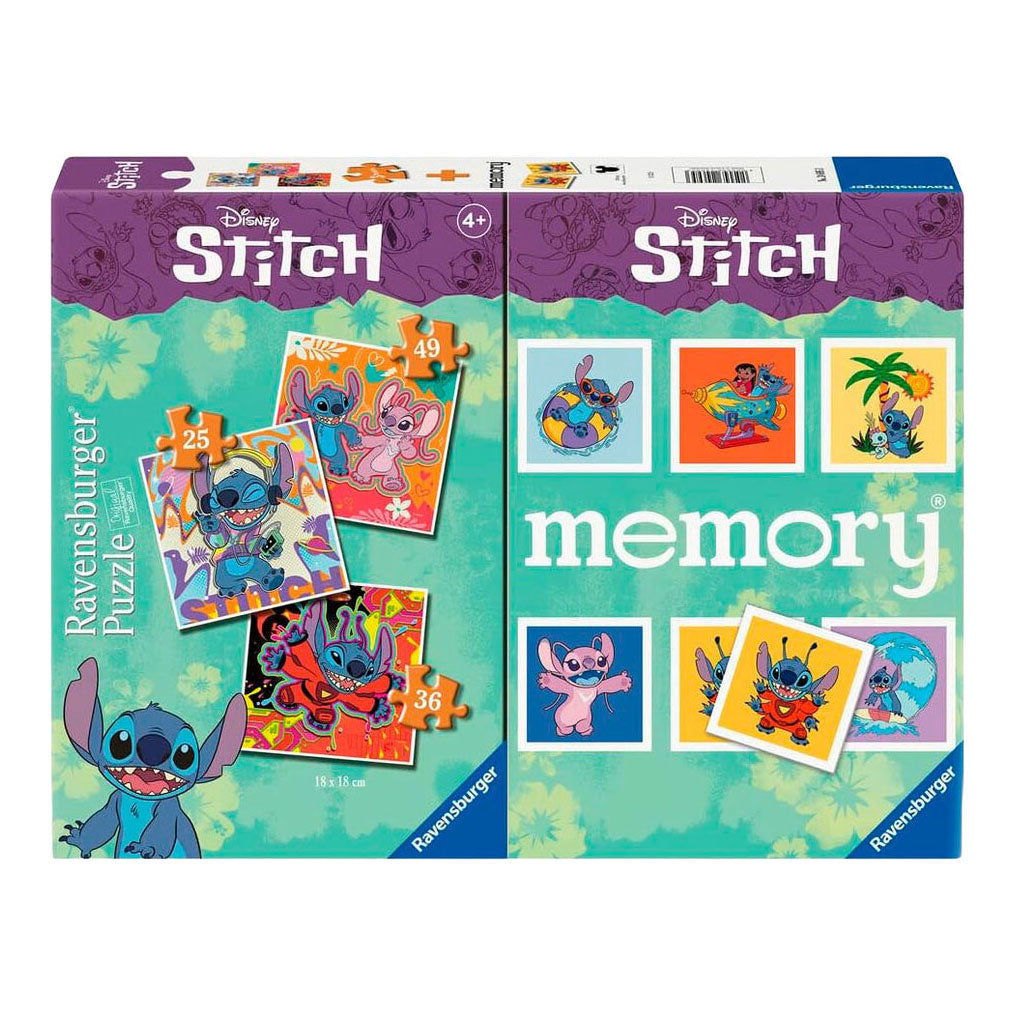 Puzzle e memory 3 in 1 Ravensburger Stitch - 25-36-49 pezzi.