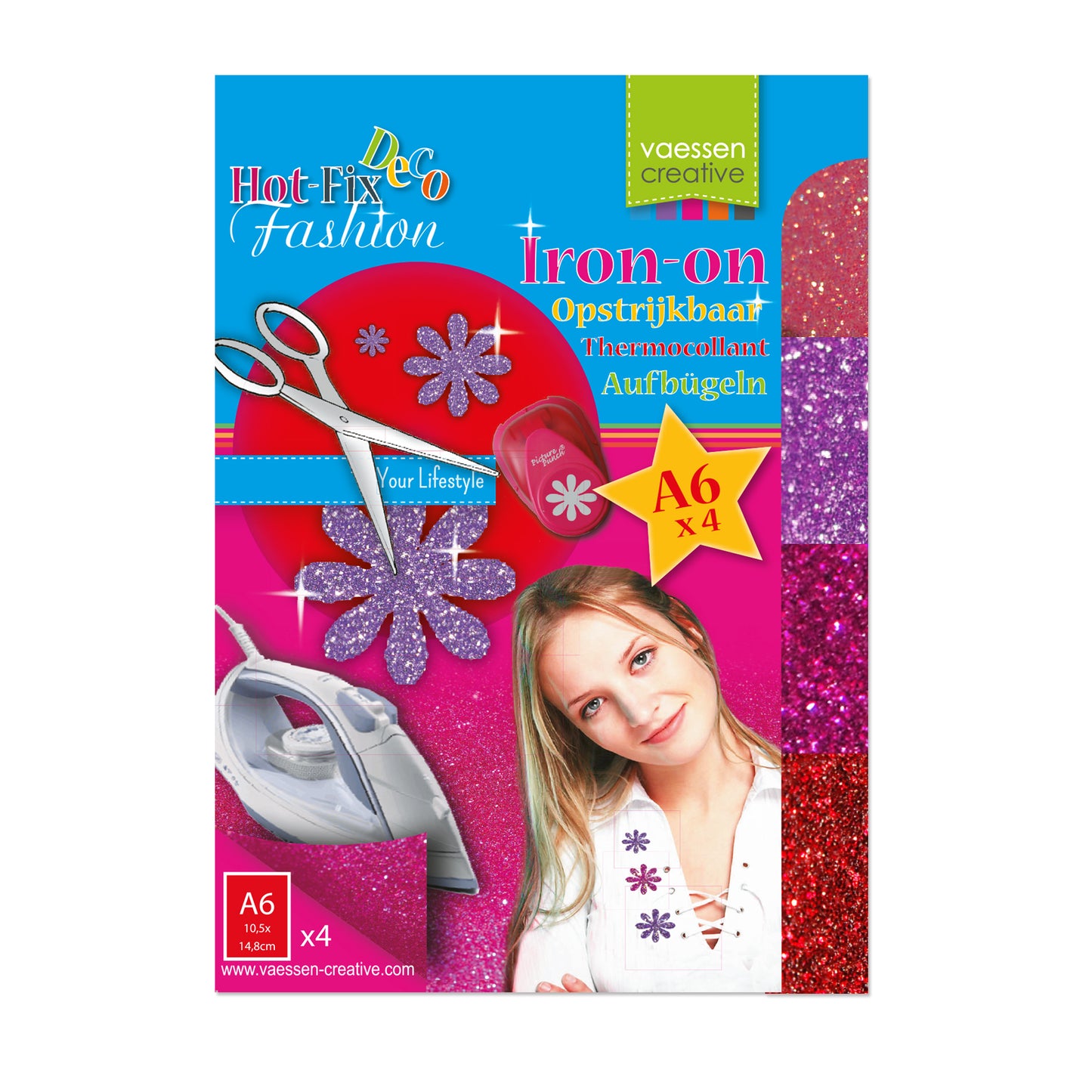 Vaessen creative • assortimento di pellicole flessibili termoadesive glitterate 3