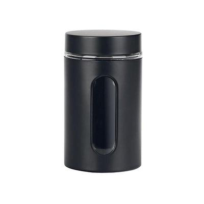 Tarro de almacenamiento de utensilios de cocina ventana negro mate 0,9l vidrio