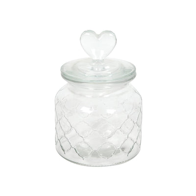 Barattolo portaoggetti cuore in vetro 10,5x17cm