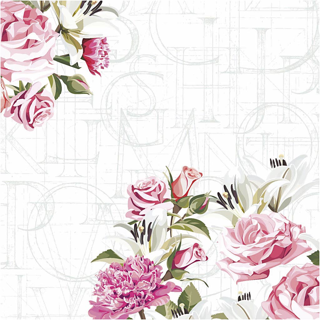 Servilletas Creativ Company, rosas, medidas 33x33 cm, 20 piezas, 1 caja
