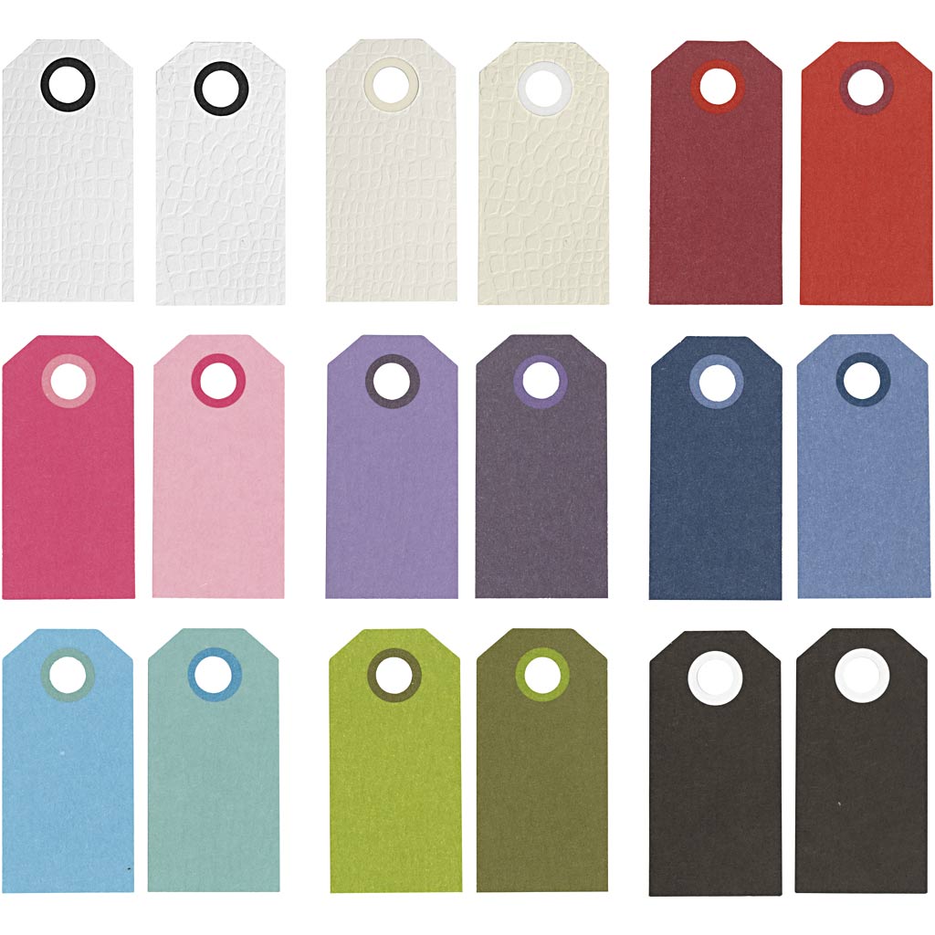 Etichette manila Creative Company, misura 6x3 cm, 250 g, vari colori, 30x10 pezzi 1 scatola