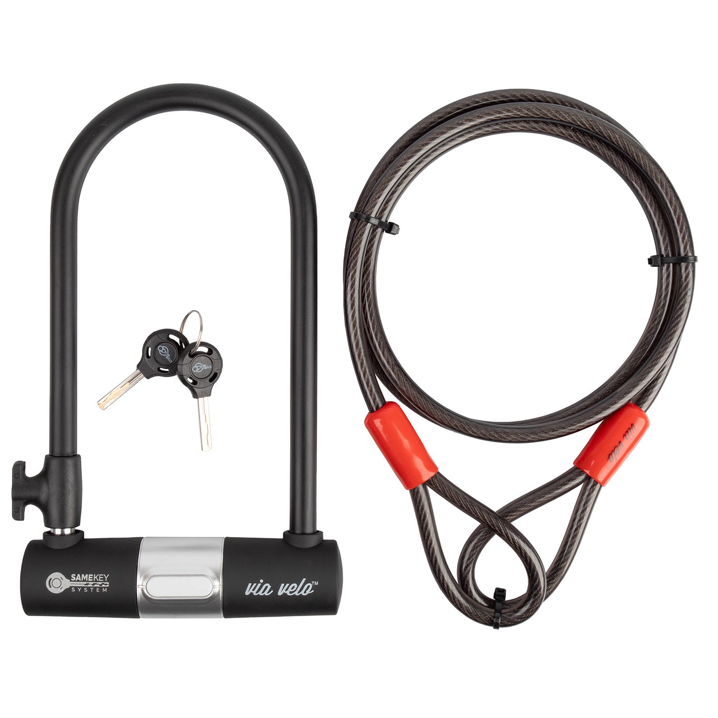Lucchetto ad arco 2 in 1 Via Velo con cavo a spirale