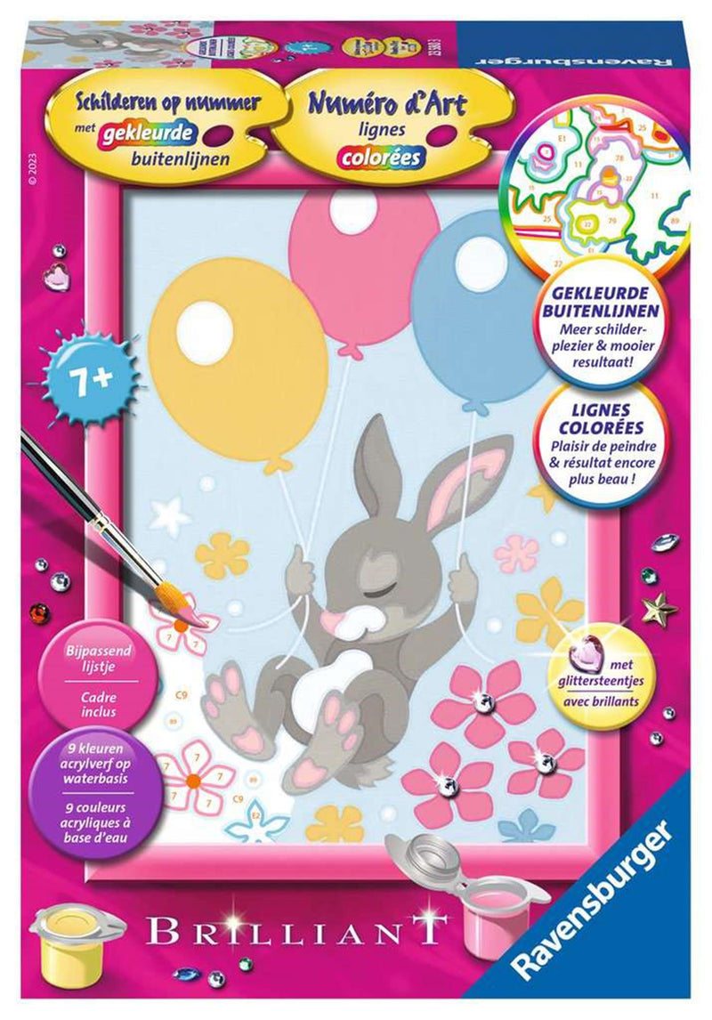 Ravensburger dipinto per numero - coniglio con glitter