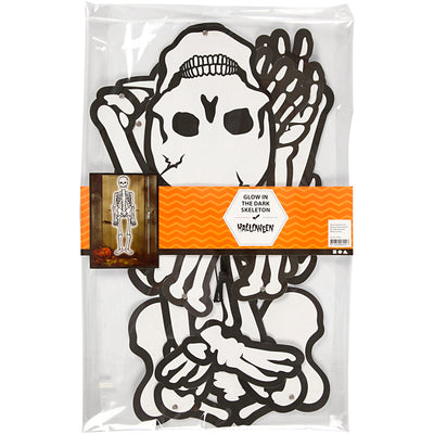 Creativ company creotime feestdecoratie skelet glow-in-the-dark 120 cm karton wit