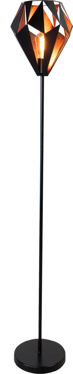 Eglo carlton 1 vloerlamp - e27 - 152,5 cm - zwart koper