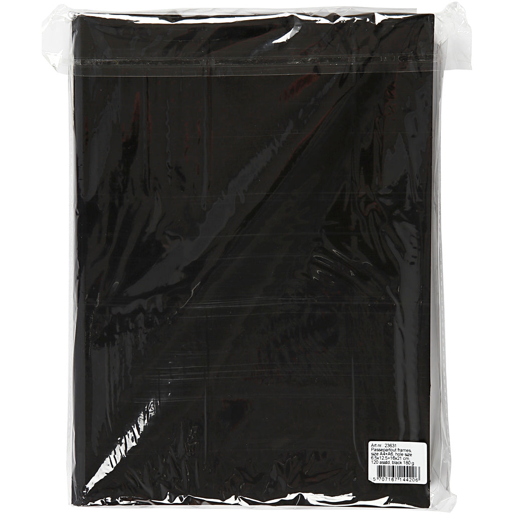 Cornici passepartout azienda Creativ, formato A4+A6, 180 gr, nero, 2x60 pezzi 1 scatola