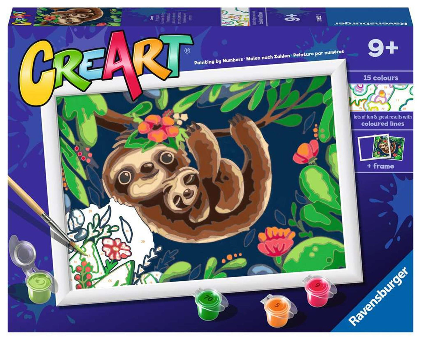 Ravensburger Pintura Creart en número lindos perezosos