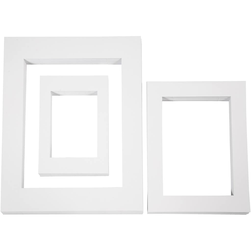 Cornici passepartout azienda Creativ, a3, a4, a5, misura 19,7x27,9+28,3x36,6+39,5x49,6 cm, 500 g, bianco, 3x100 pezzi 1 scatola