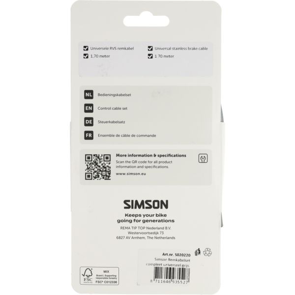 Set cavi freno Simson completo universale in acciaio inossidabile grigio