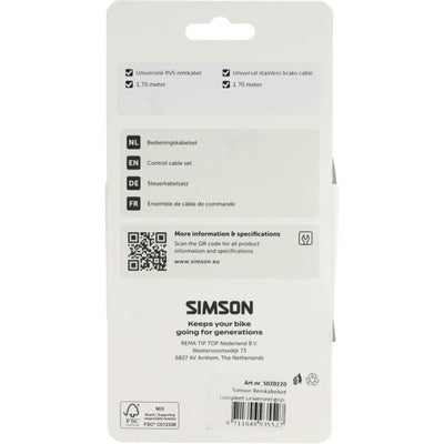 Set cavi freno Simson completo universale in acciaio inossidabile grigio