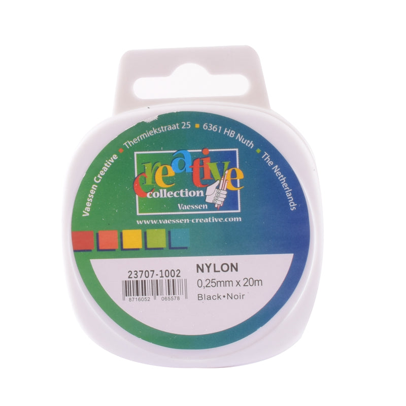 Vaessen creative • nylon draad 0,25mmx20m zwart