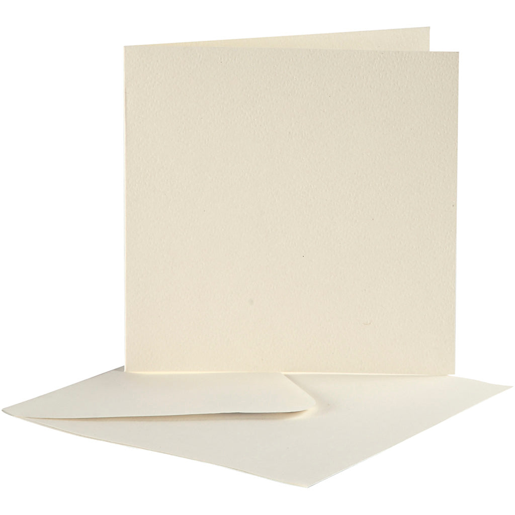 Kaarten enveloppen, afmeting kaart 12,5x12,5 cm, afmeting envelop 13,5x13,5 cm, off-white, 10 set 1 doos