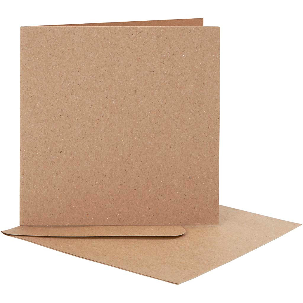 Tarjetas y sobres de empresa Creativ, tamaño tarjeta 12,5x12,5 cm, tamaño sobre 13,5x13,5 cm, natural, 10 juegos 1 caja