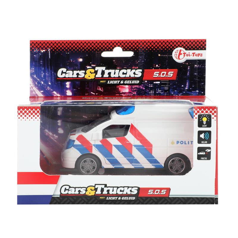 Toi-toys furgone della polizia attrito + luce e suono