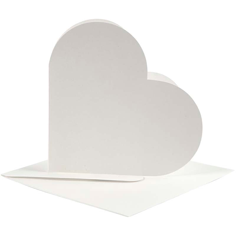 Hartvormige kaarten, afmeting kaart 12,5x12,5 cm, afmeting envelop 13,5x13,5 cm, off-white, 10 set 1 doos