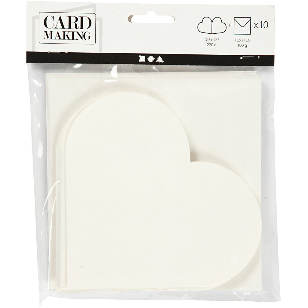 Creativ company kaarten enveloppen hart 12,5x12,5 cm off-white 10 stuks