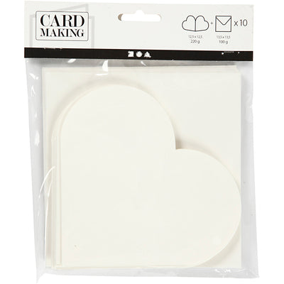 Creativ company kaarten enveloppen hart 12,5x12,5 cm off-white 10 stuks