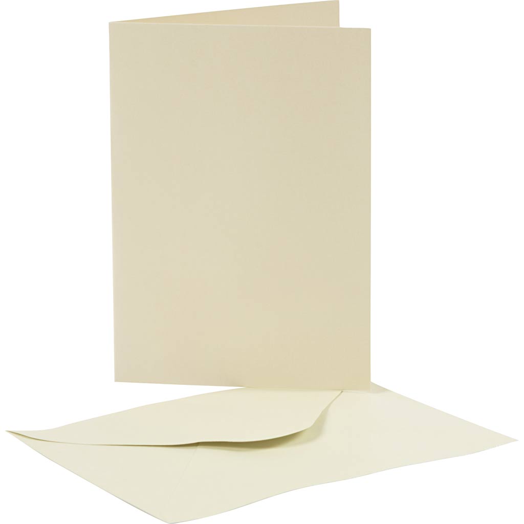 Creativ company tarjetas y sobres de nácar, tamaño tarjeta 10,5x15 cm, tamaño sobre 11,5x16,5 cm, crema, 10 juegos 1 caja